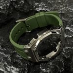Ga2100 Silver Polish Bezel Olive Green Rubber Strap