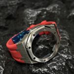 Ga2100 Silver Polish Bezel Red Rubber Strap 