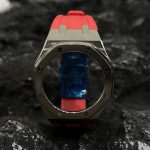 Ga2100 Silver Polish Bezel Red Rubber Strap
