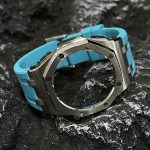 Ga2100 Silver Polish Bezel Sky Blue Rubber Strap 
