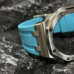 Ga2100 Silver Polish Bezel Sky Blue Rubber Strap