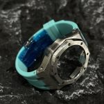 Ga2100 Silver Polish Bezel Tiffany Blue Rubber Strap