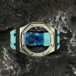Ga2100 Silver Polish Bezel Tiffany Blue Rubber Strap