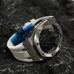 Ga2100 Silver Polish Bezel White Rubber Strap
