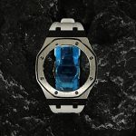 Ga2100 Silver Polish Bezel White Rubber Strap