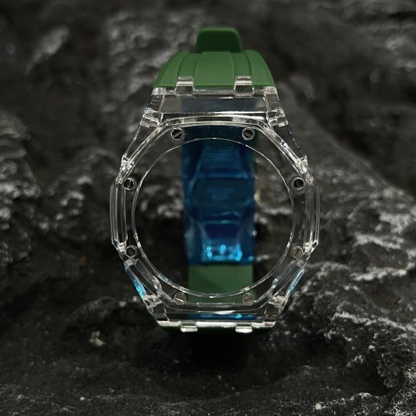Ga2100 Transparent Case Green Rubber Band