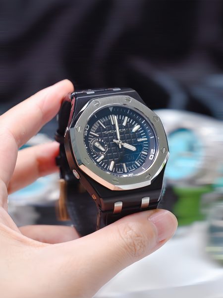 Ga2100 Black Rubber Strap Silver Bezel Black Dial Diy Watch