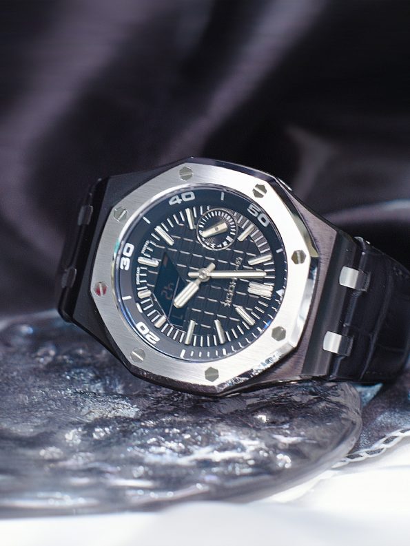 Ga2100 Black Rubber Strap Silver Bezel Black Dial Diy Watch