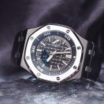 Ga2100 Black Rubber Strap Silver Bezel Black Dial Diy Watch 