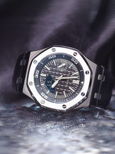 Ga2100 Black Rubber Strap Silver Bezel Black Dial Diy Watch 