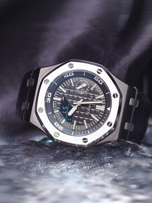 Ga2100 Black Rubber Strap Silver Bezel Black Dial Diy Watch