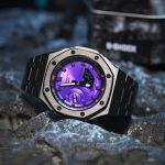 Ga2100 Black Stainless Steel Purple Dial Rose Inner Bezel Watch 