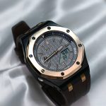 Ga2100 Brown Rubber Strap Gold Bezel Gray Dial Mod Watch