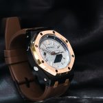 Ga2100 Brown Rubber Strap Gold Bezel Gray Dial Mod Watch