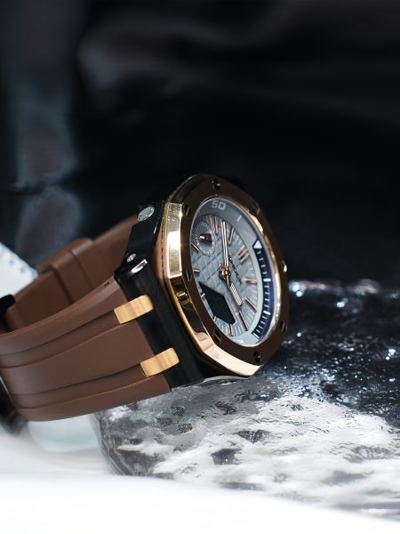 Ga2100 Brown Rubber Strap Gold Bezel Gray Dial Mod Watch