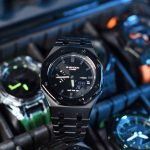 Ga2100 Dark Knight Black Stainless Steel Gray Hour Marker Watch