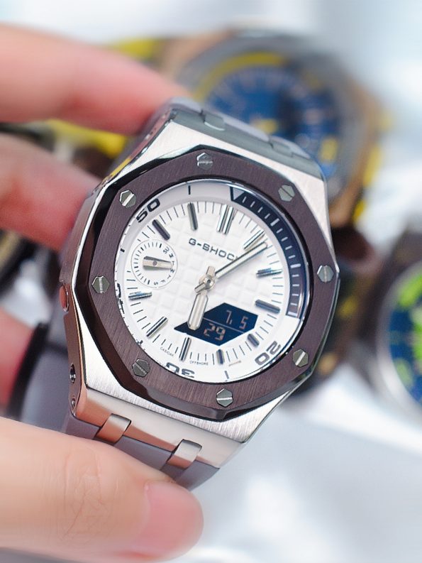 Ga2100 Gray Rubber Strap Gray Bezel White Dial Watch