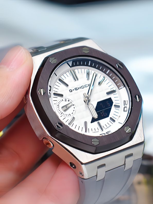 Ga2100 Gray Rubber Strap Gray Bezel White Dial Watch