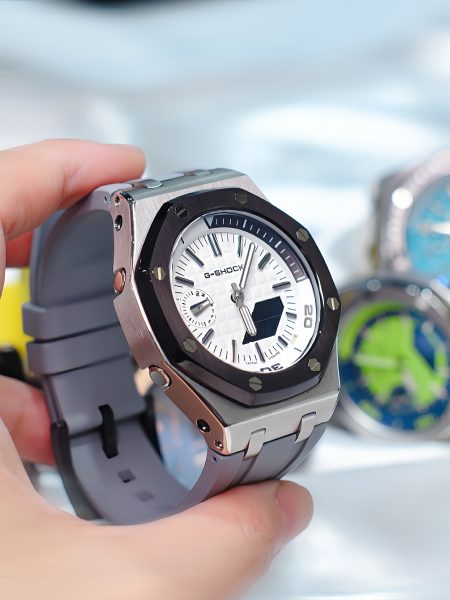 Ga2100 Gray Rubber Strap Gray Bezel White Dial Watch