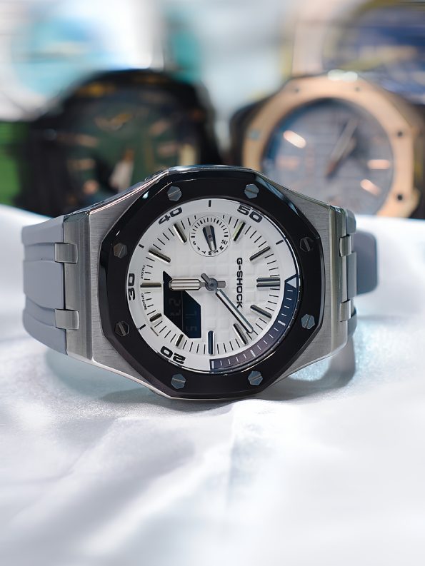 Ga2100 Gray Rubber Strap Gray Bezel White Dial Watch