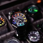 Ga2100 Mod Watch Black Strap Rainbow Dial Hour Marker
