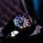 Ga2100 Mod Watch Black Strap Rainbow Dial Hour Marker