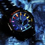 Ga2100 Mod Watch Black Strap Rainbow Dial Hour Marker