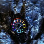 Ga2100 Mod Watch Black Strap Rainbow Dial Hour Marker