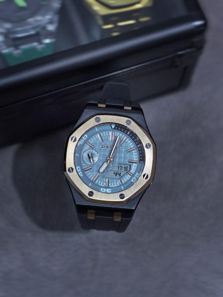 Ga2100 Mod Watch Copper Bezel Gray Dial Black Rubber Strap