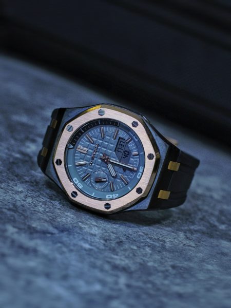 Ga2100 Mod Watch Copper Bezel Gray Dial Black Rubber Strap 
