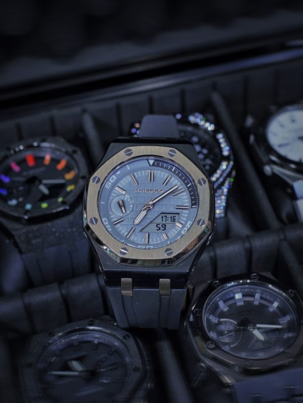 Ga2100 Mod Watch Copper Bezel Gray Dial Black Rubber Strap