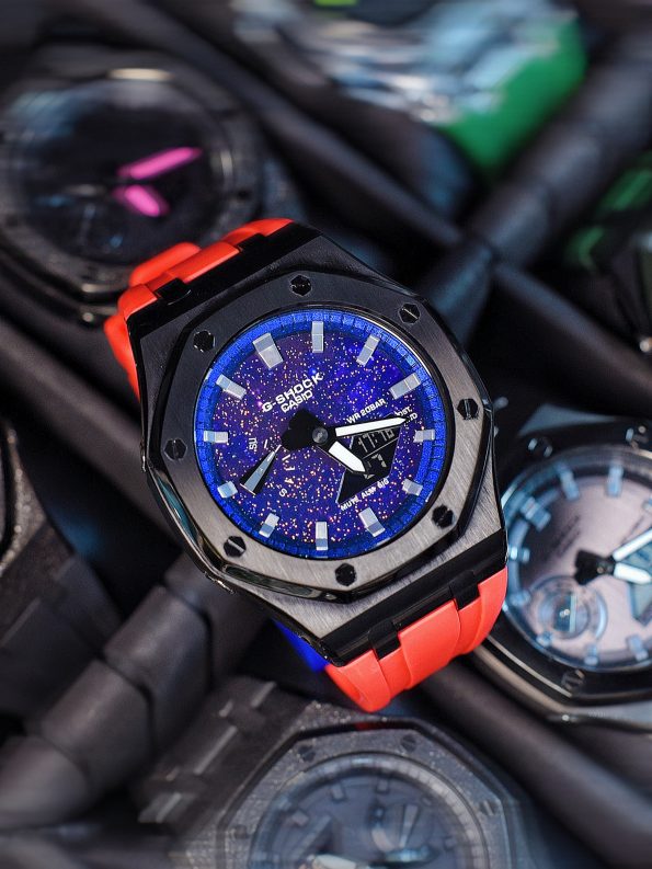 Ga2100 Rose Rubber Strap Starry Night Dial Watch