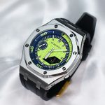 Ga2100 Silver Bezel Green Dial Black Rubber Strap Mod Watch