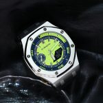 Ga2100 Silver Bezel Green Dial Black Rubber Strap Mod Watch