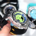 Ga2100 Silver Bezel Green Dial Black Rubber Strap Mod Watch