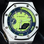 Ga2100 Silver Bezel Green Dial Black Rubber Strap Mod Watch