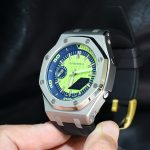 Ga2100 Silver Bezel Green Dial Black Rubber Strap Mod Watch