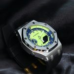Ga2100 Silver Bezel Green Dial Black Rubber Strap Mod Watch