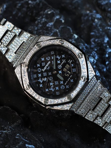 Ga2100 Silver Stainless Steel Lv Black Dial Watch