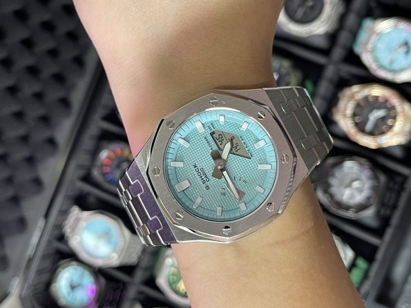 Ga2100 Silver Stainless Steel Tiffany Blue Dial White Hour Marker Watch