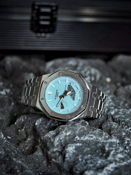 Ga2100 Silver Stainless Steel Tiffany Blue Dial White Hour Marker Watch 
