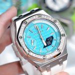 Ga2100 White Rubber Strap Silver Case Blue Dial Watch