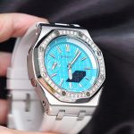 Ga2100 White Rubber Strap Silver Case Blue Dial Watch