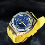 Ga2100 Yellow Rubber Strap Gold Bezel Blue Dial Watch