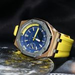 Ga2100 Yellow Rubber Strap Gold Bezel Blue Dial Watch