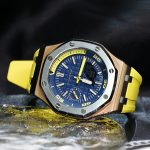 Ga2100 Yellow Rubber Strap Gold Bezel Blue Dial Watch