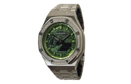 GA2100 Green Glitter Diamond Bezel Front View