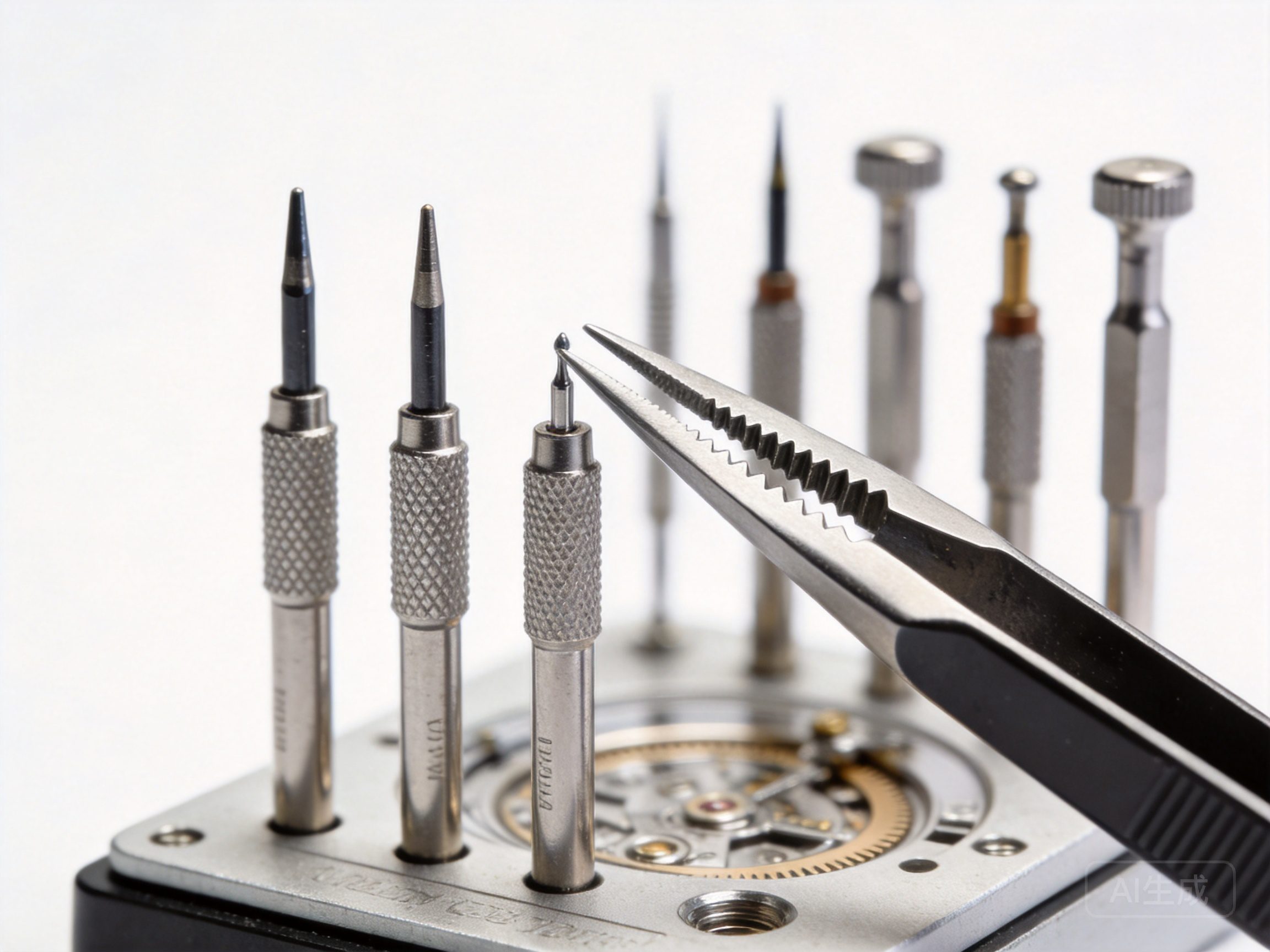 Watch modding tools including screwdrivers and tweezers
