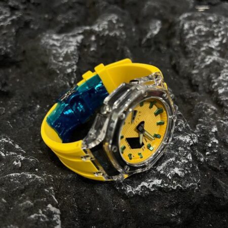Ga2100 Yellow watch Transparente Case Green Marker