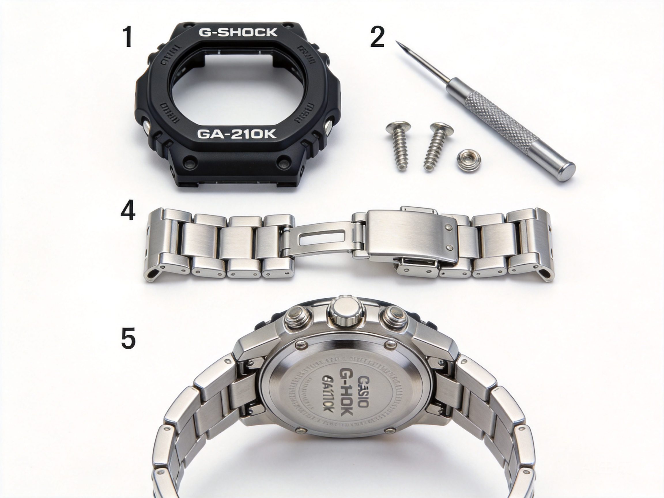 GA-2100 CasiOak with premium steel bracelet installation